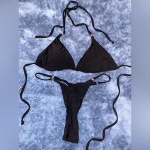 NWOT Black SEXY Triangle Thong Bikini Set